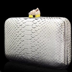 Silver exotic skin ahikoza clutch